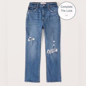 Abercrombie & Fitch Curve Love Ultra High Rise Ankle Straight Jean